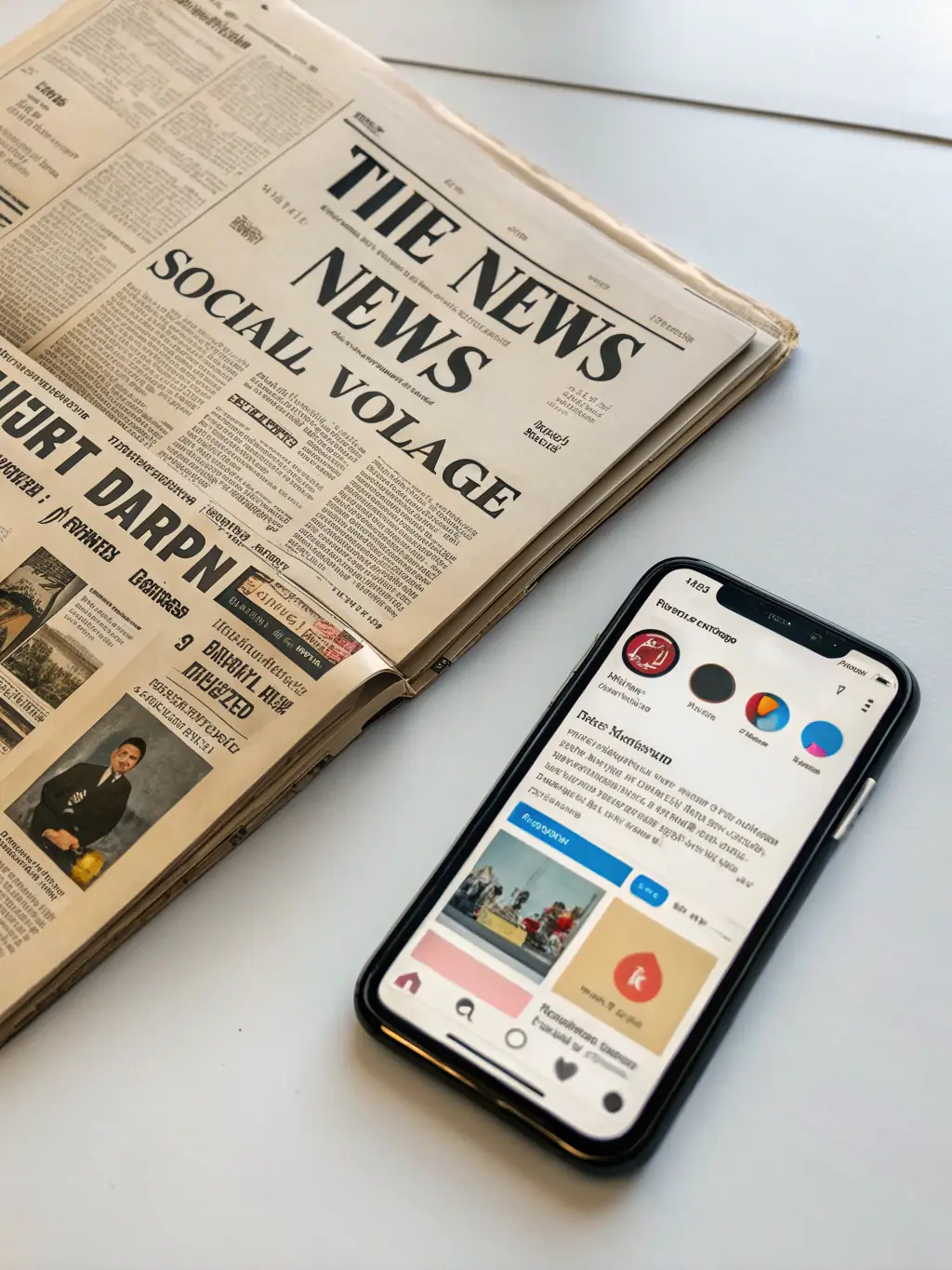 A split-screen image showing a traditional physical vignette on one side and a digital vignette on a smartphone on the other, visually comparing the convenience of digital over physical for gooddigitalsticker.de.